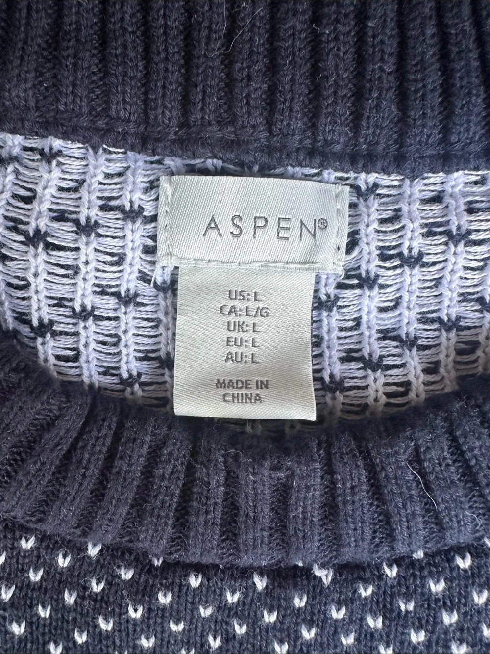 Aspen Men's Crewneck Sweater in Navy and White